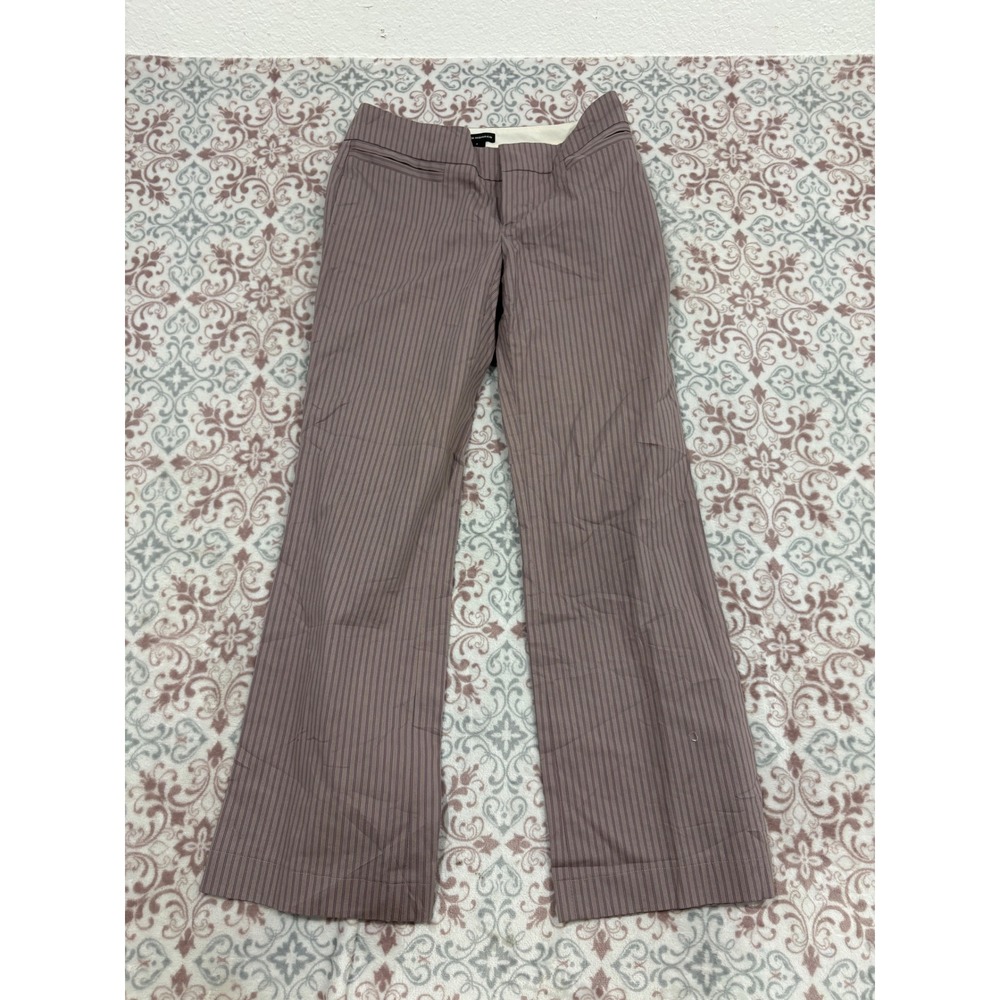 Club Monaco Pinstripe Dress Pants Mauve Pink Brown Wide Leg Trousers Size 0